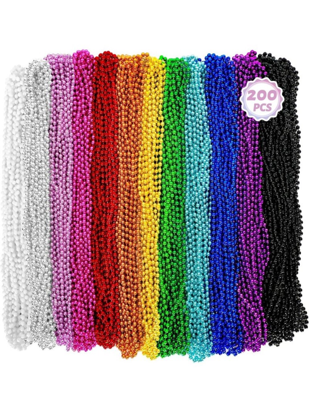 200PCS Colorful Mardi Gras Beads Necklaces - Party Accessories for Carnival